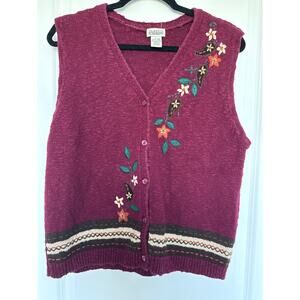 Vintage Classic Elements Grannycore Embroidered Vest, L